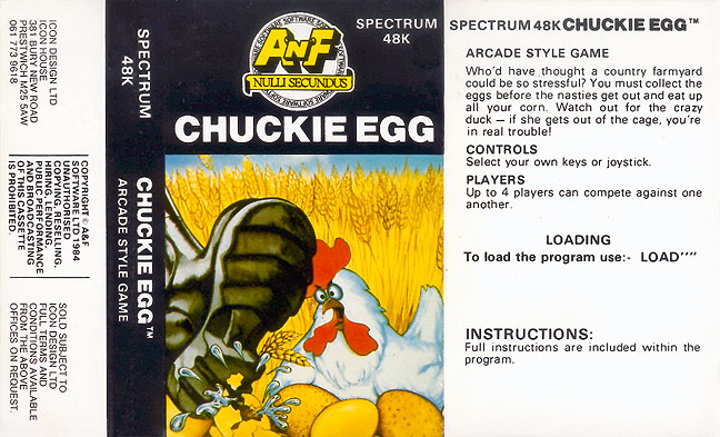 Chuckie Egg cassette inlay art