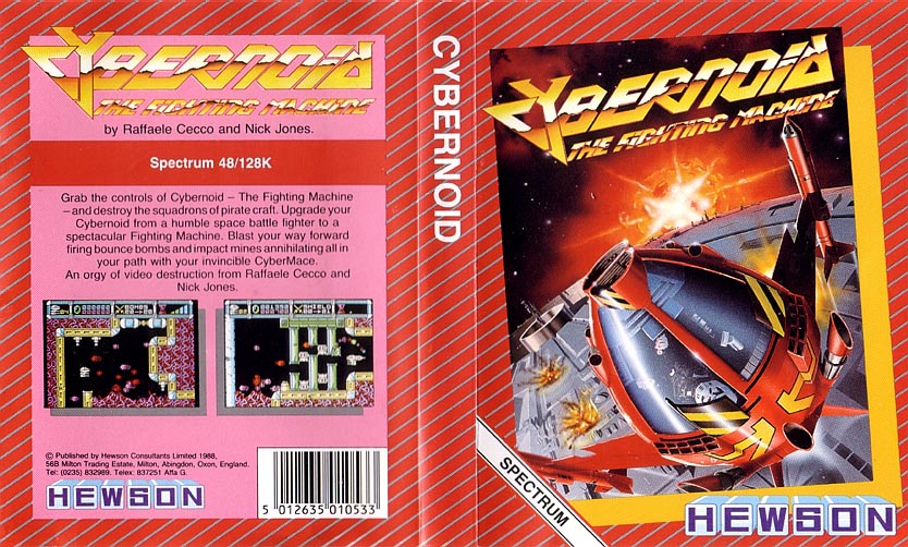 Cybernoid cassette inlay art showing a futuristic spacecraft
