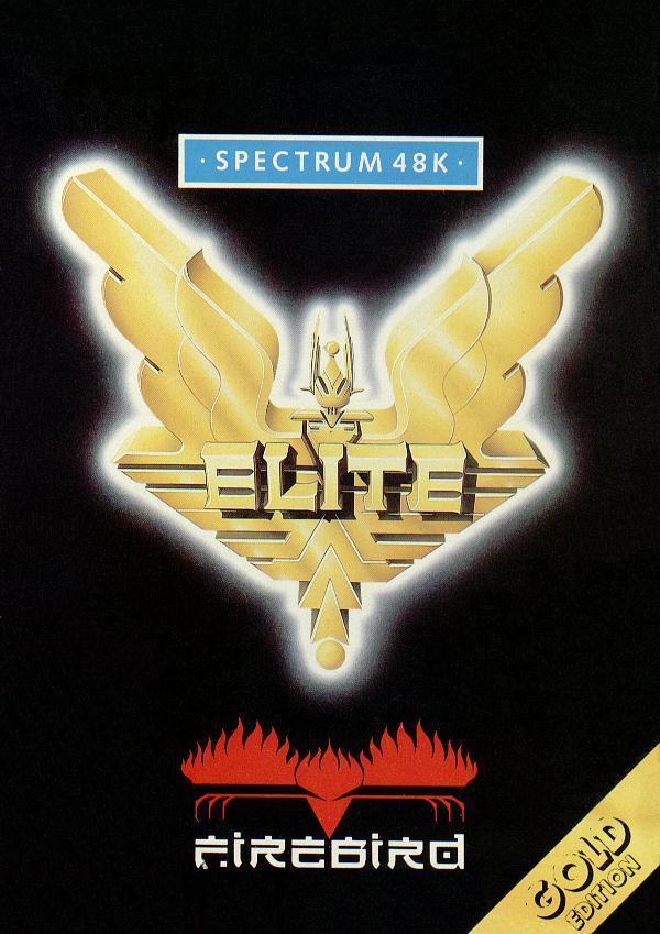 Elite cassette inlay art showing a spaceship in combat