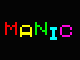Manic Miner loading screen showing the game's title in large multicoloured letters