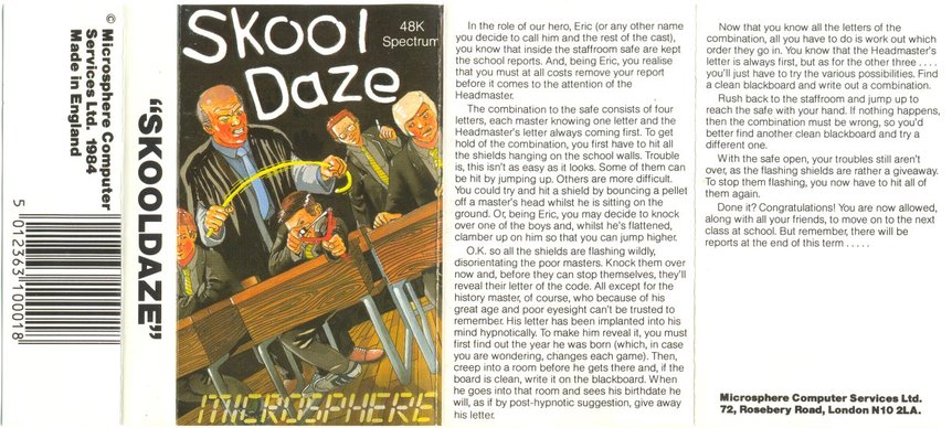 Skool Daze cassette inlay art